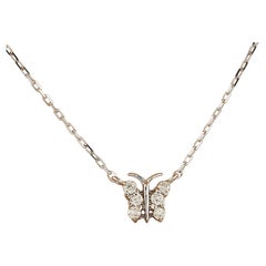 Exquisite Natural Diamond Butterfly Necklace In 14 Karat White Gold 