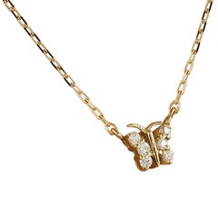 Exquisite Natural Diamond Butterfly Necklace In 14 Karat Yellow Gold
