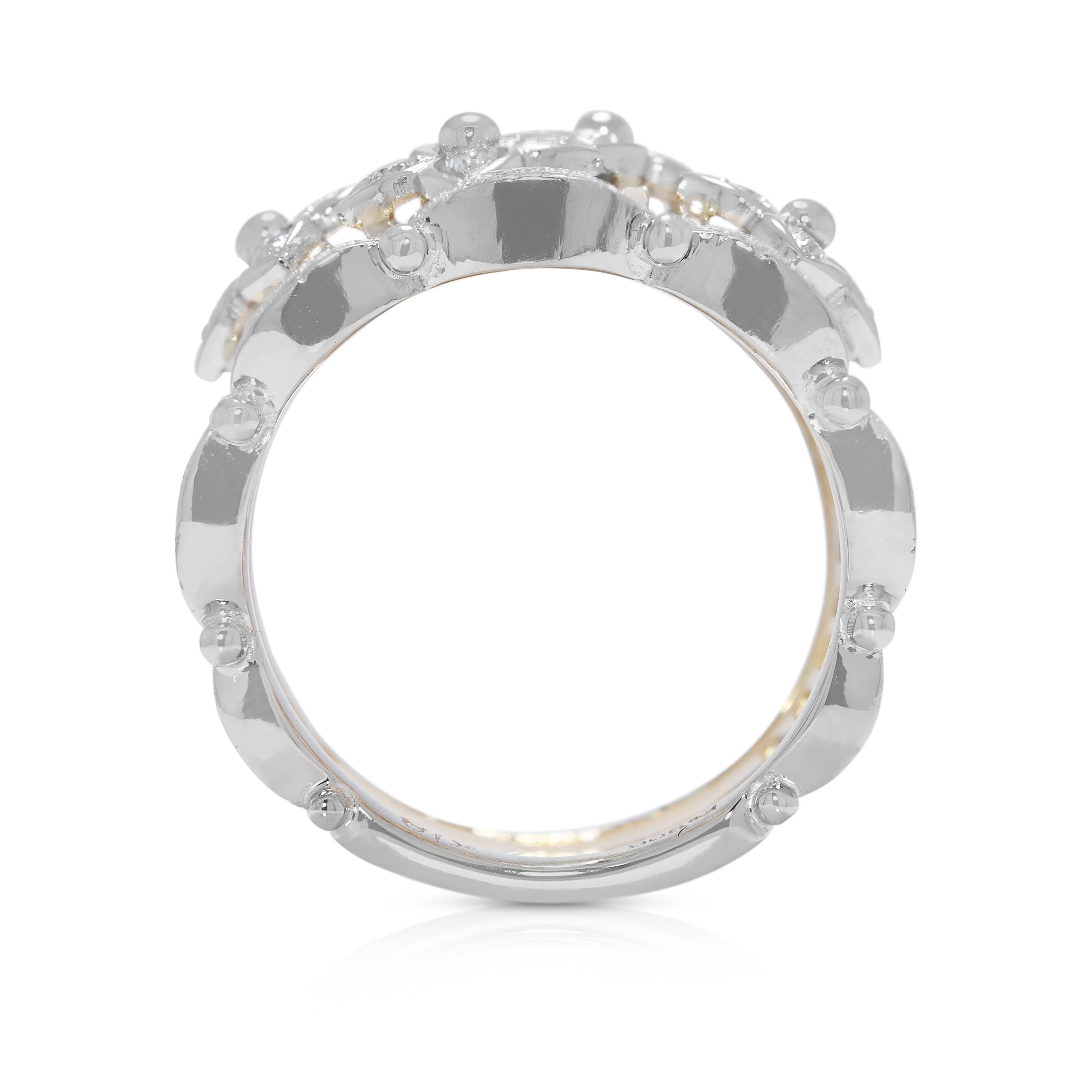 Exquisiter floraler Ring mit Naturdiamanten aus zweifarbigem 18-karätigem Gold im Angebot 2