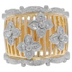 Exquisiter floraler Ring mit Naturdiamanten aus zweifarbigem 18-karätigem Gold