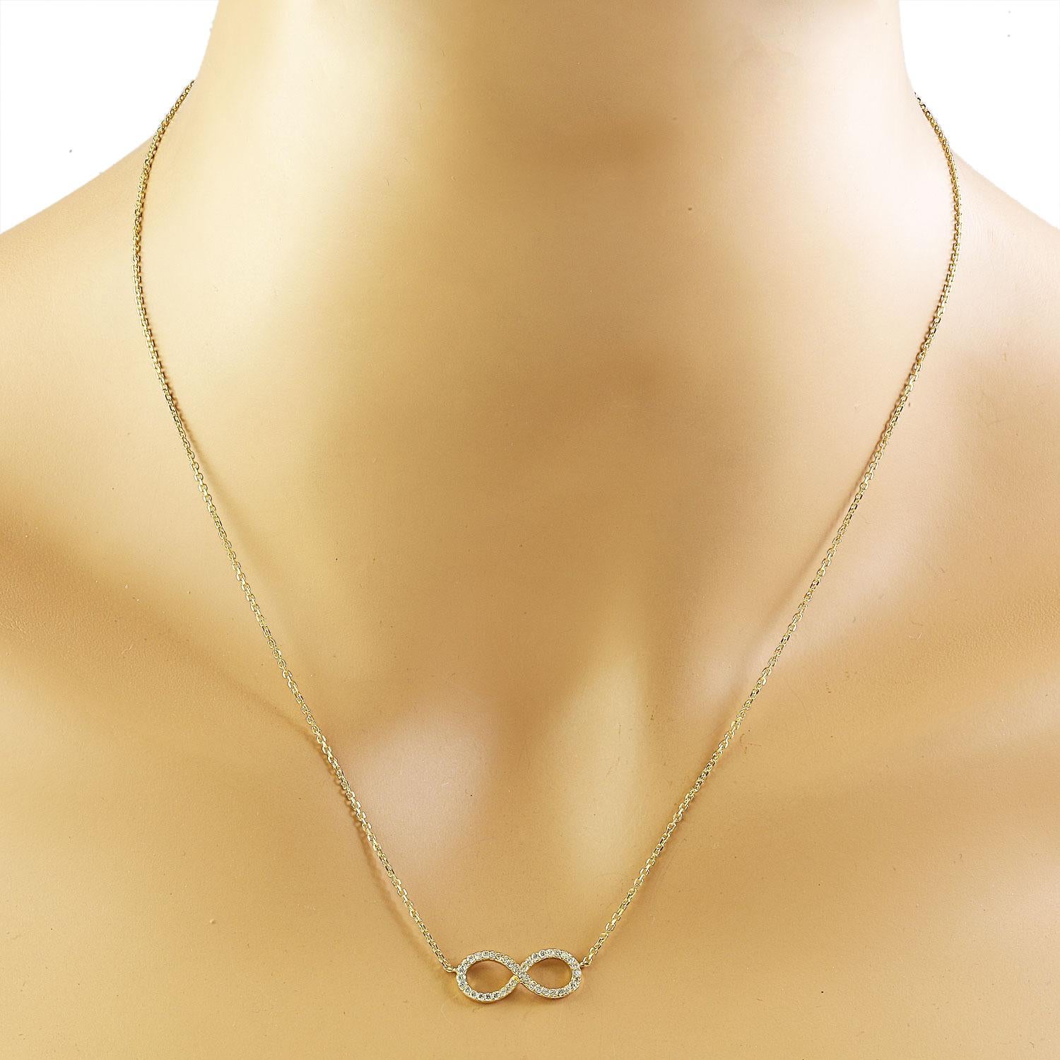 Round Cut Exquisite Natural Diamond Infinity Necklace In 14 Karat Yellow Gold  For Sale