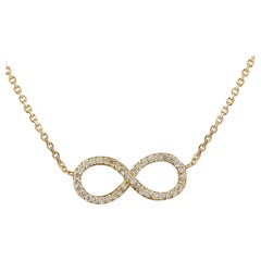 Exquisite Natural Diamond Infinity Necklace In 14 Karat Yellow Gold 