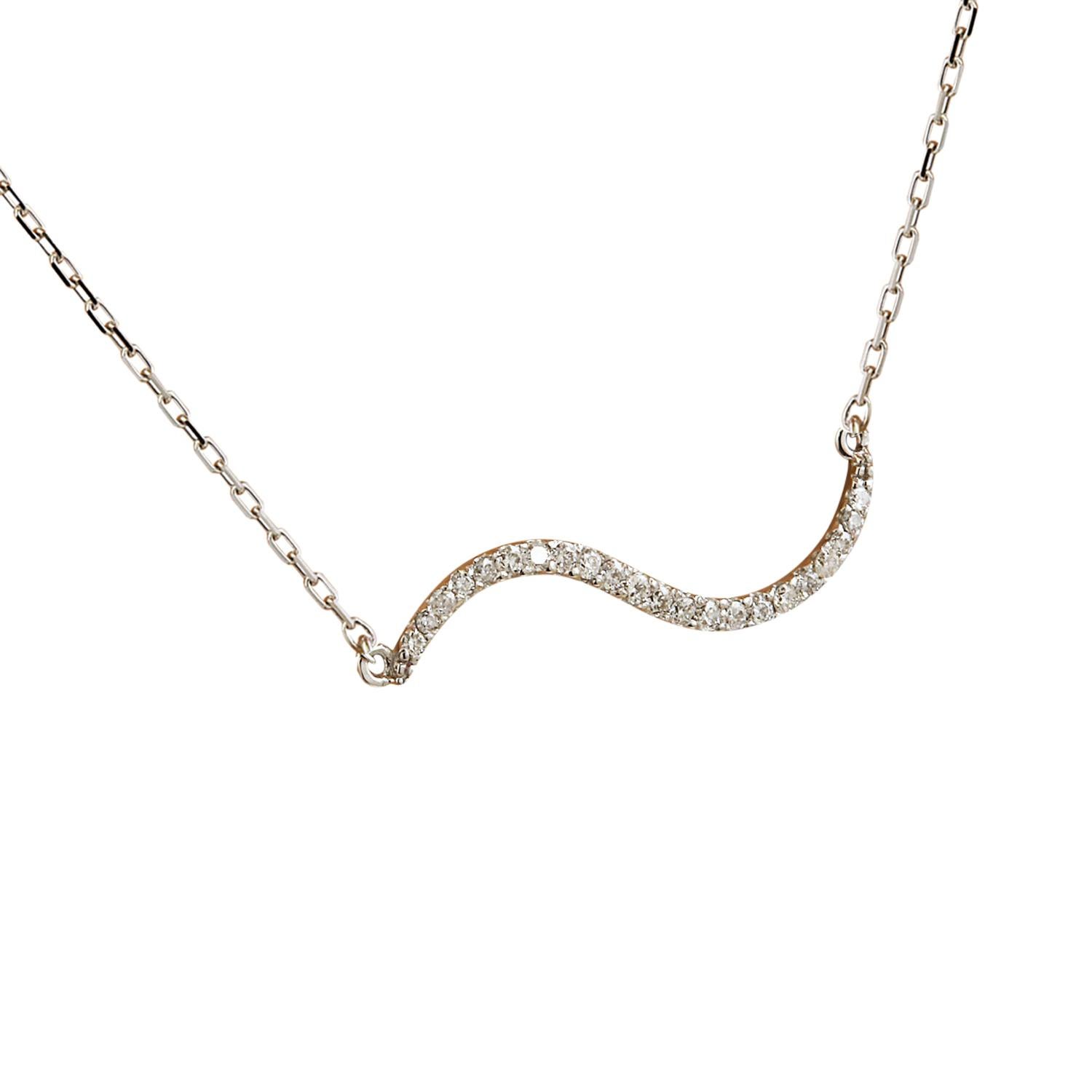 Presenting our elegant 0.25 Carat Natural Diamond Necklace in 14 Karat White Gold. Stamped with 14K authenticity, this necklace weighs 2.1 grams in total and has a length of 16 inches. The necklace features a total of 22 natural diamonds, each