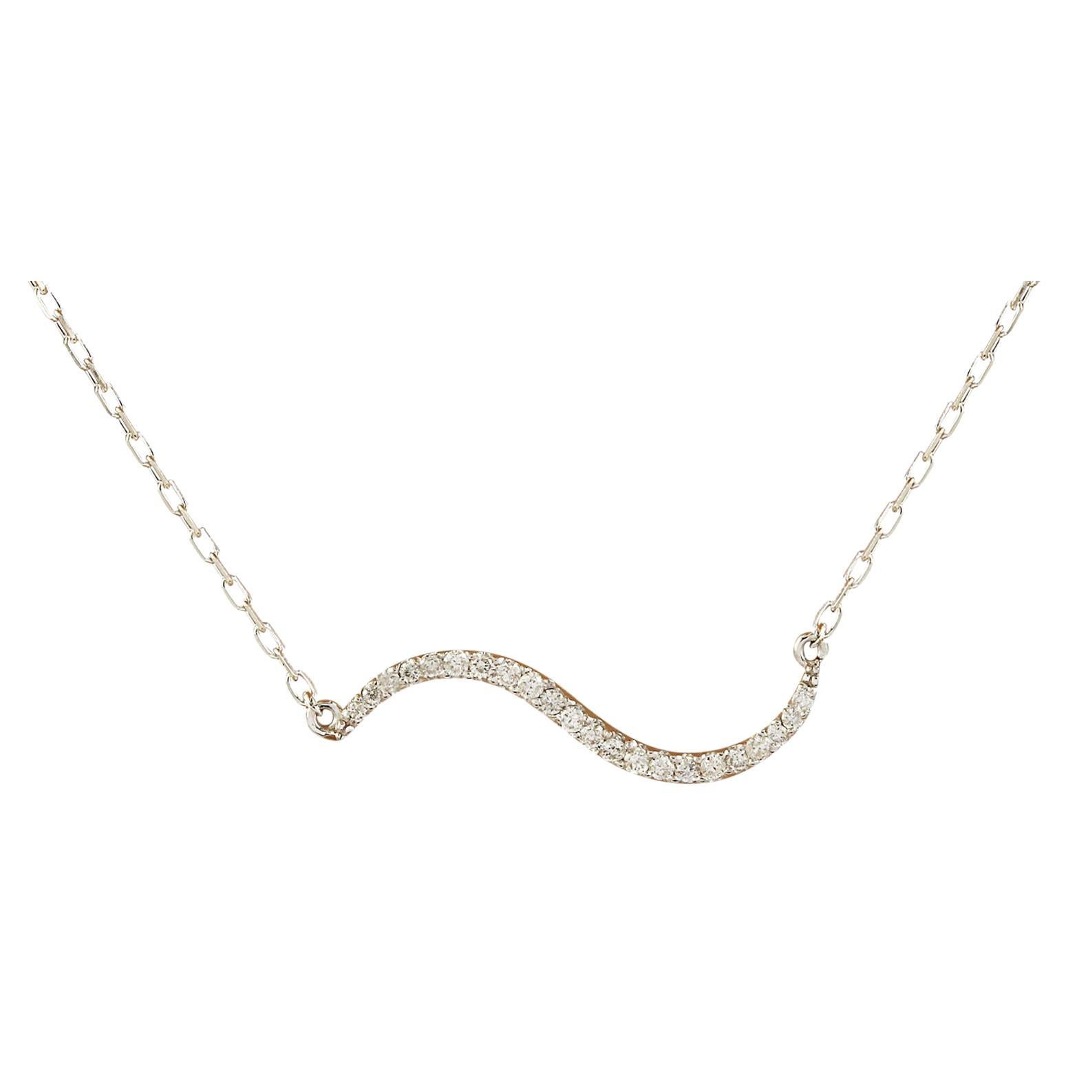 Exquisite Natural Diamond Necklace In 14 Karat White Gold  For Sale