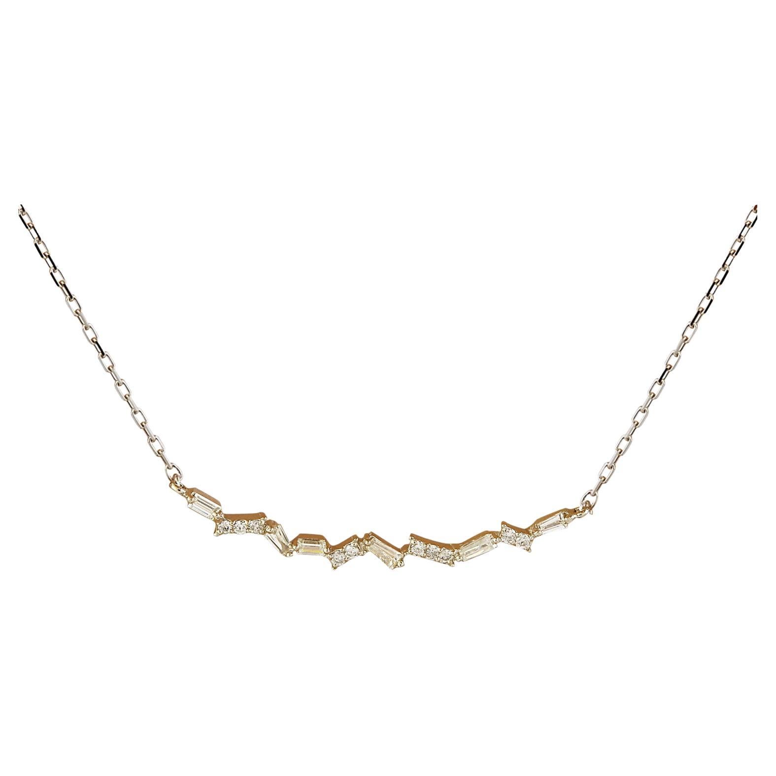 Exquisite natürliche Diamant-Halskette aus 14 Karat Weißgold 