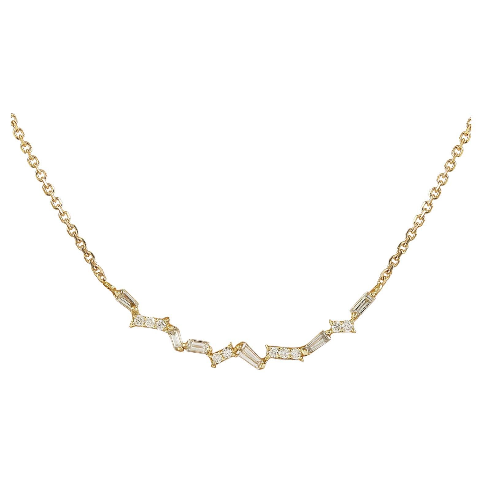 Exquisite Natural Diamond Necklace In 14 Karat Yellow Gold  For Sale
