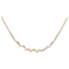 Exquisite Natural Diamond Necklace In 14 Karat Yellow Gold 