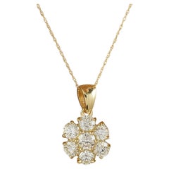 Exquisite natürliche Diamant-Halskette aus 14 Karat Gelbgold 