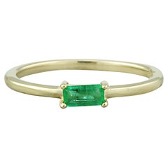 Exquisite Natural Emerald Ring In 14 Karat Solid Yellow Gold 