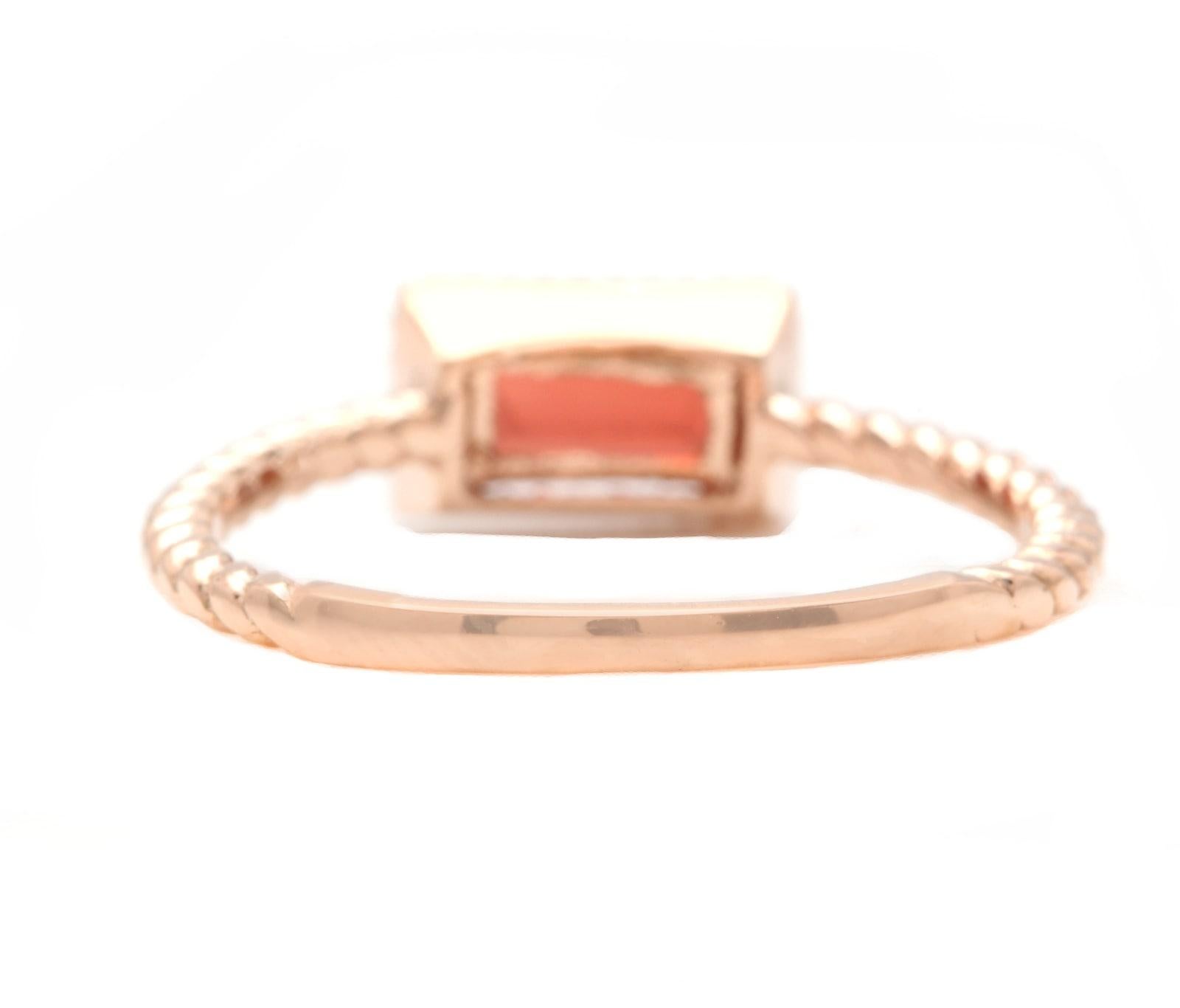 Mixed Cut Exquisite Natural Garnet 14K Solid Rose Gold Ring For Sale