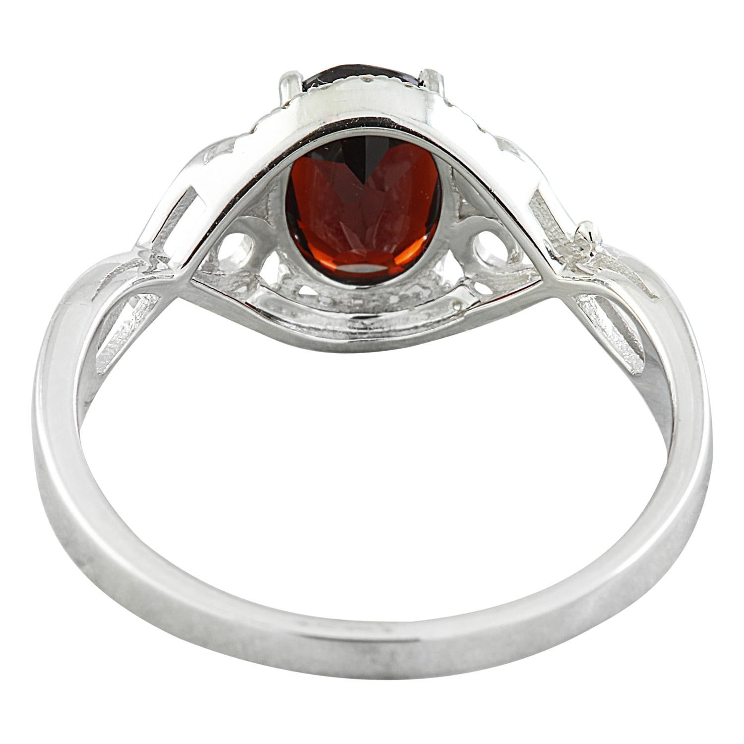 Modern Exquisite Natural Garnet Diamond Ring in 14K Solid White Gold For Sale