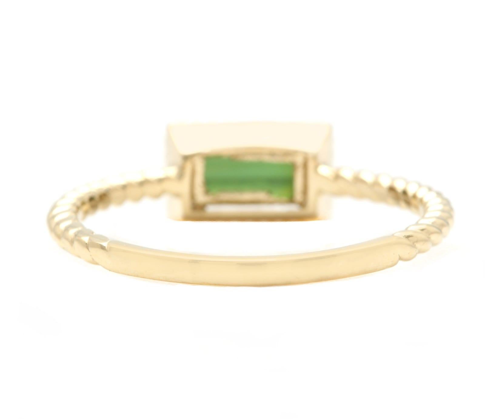 Bague en or jaune massif 14 carats avec tourmaline verte naturelle exquise Neuf - En vente à Los Angeles, CA