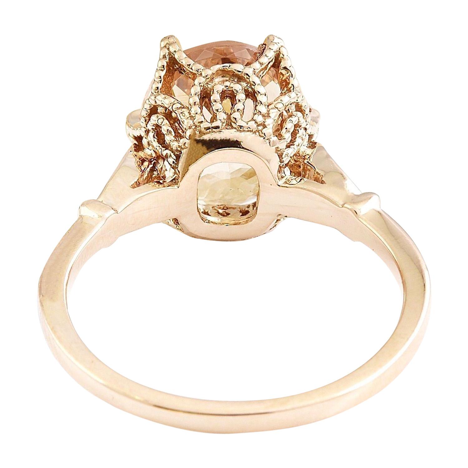 Oval Cut Exquisite Natural Morganite Diamond Ring In 14 Karat Solid Rose Gold  For Sale