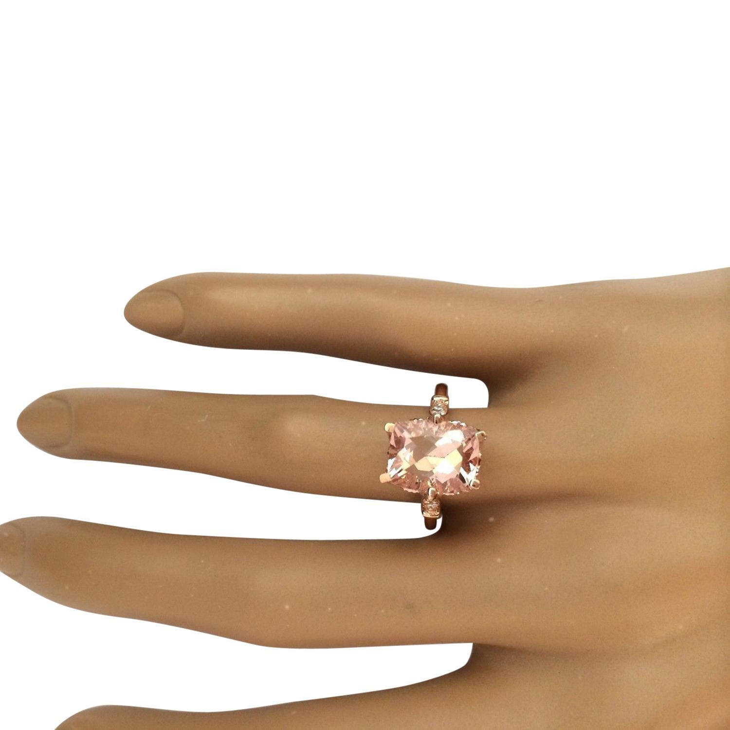 Exquisite Natural Morganite Diamond Ring In 14 Karat Solid Rose Gold  In New Condition For Sale In Los Angeles, CA