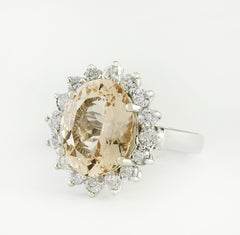 Exquisiter natürlicher Morganit-Diamantring aus 14 Karat Weißgold