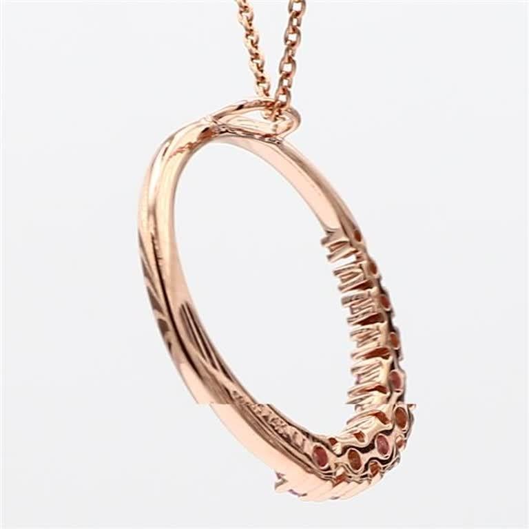Contemporary Natural Pink Round Sapphire and White Diamond .36 Carat TW Rose Gold Pendant For Sale