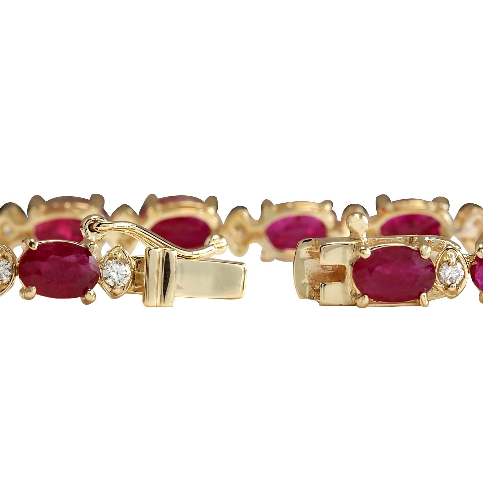 Modern Exquisite Natural Ruby Diamond Bracelet In 14 Karat Yellow Gold  For Sale