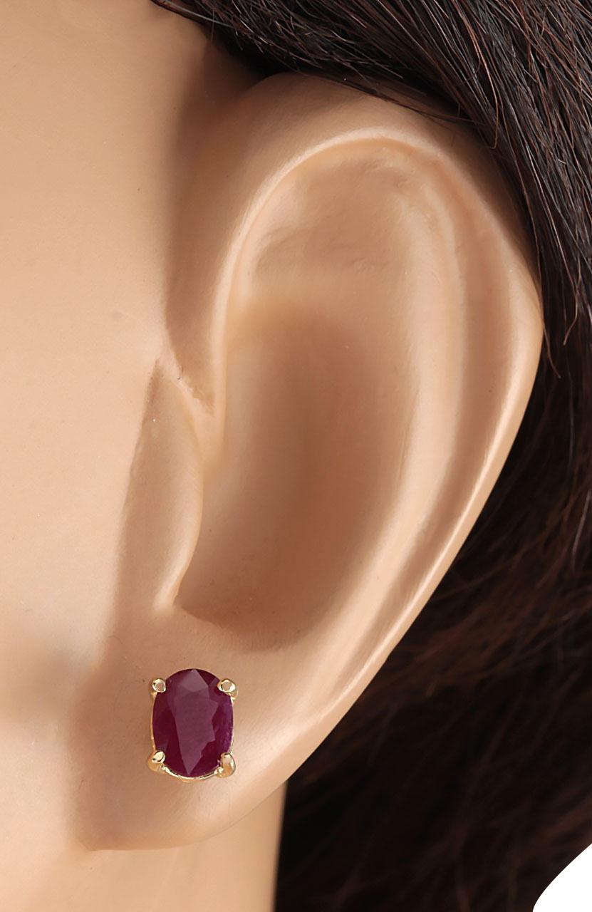 Modern Exquisite Natural Ruby Earrings In 14 Karat Yellow Gold  For Sale
