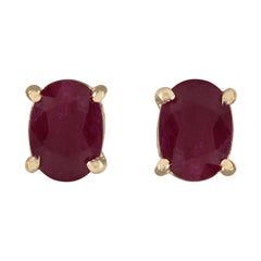 Exquisite Natural Ruby Earrings In 14 Karat Yellow Gold 