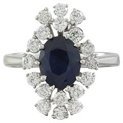 Exquisite Natural Sapphire Diamond Ring In 14 Karat Solid White Gold