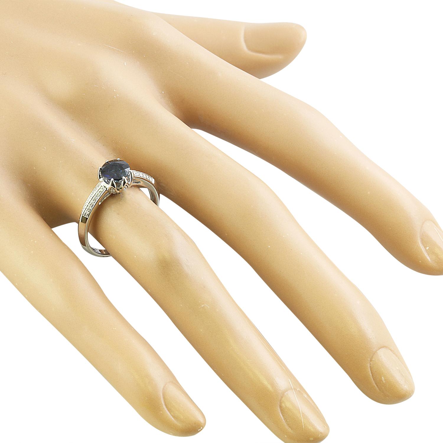 Exquisiter Ring mit natürlichem Saphir und Diamant aus 14 Karat massivem Weißgold im Zustand „Neu“ im Angebot in Los Angeles, CA