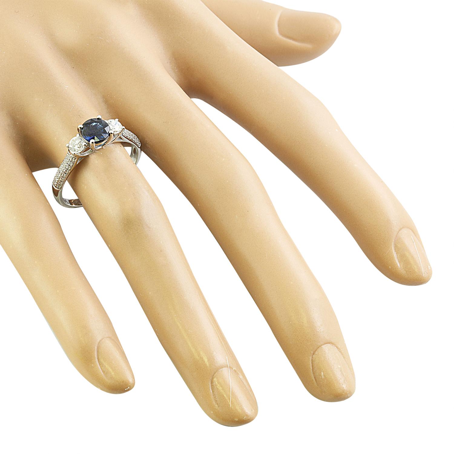 Exquisiter Ring mit natürlichem Saphir und Diamant aus 14 Karat massivem Weißgold im Zustand „Neu“ im Angebot in Los Angeles, CA