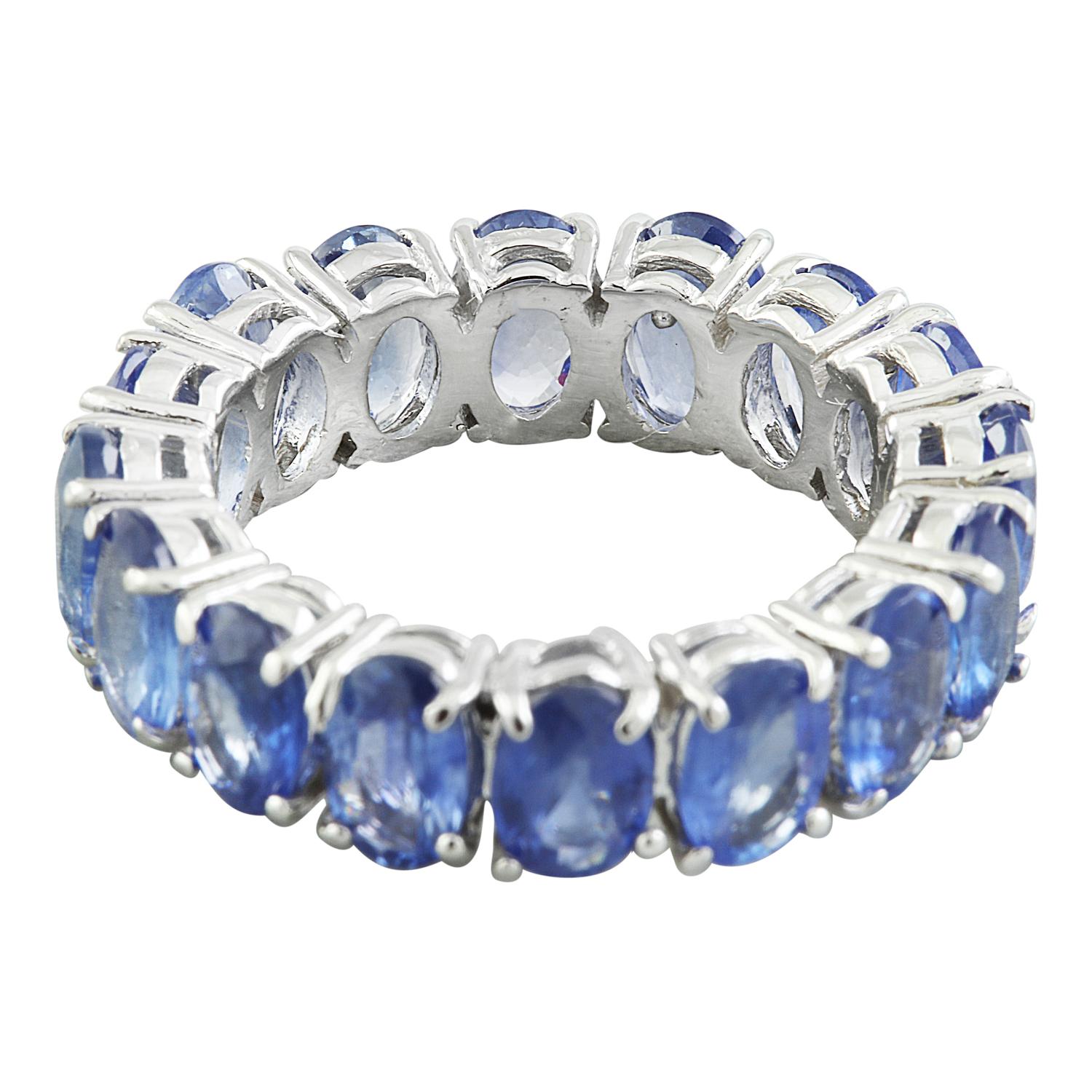 Introducing our stunning Natural Sapphire Eternity Ring, meticulously crafted in luxurious 14K Solid White Gold. This exquisite piece is a testament to timeless beauty and exceptional craftsmanship, making it a perfect addition to your jewelry