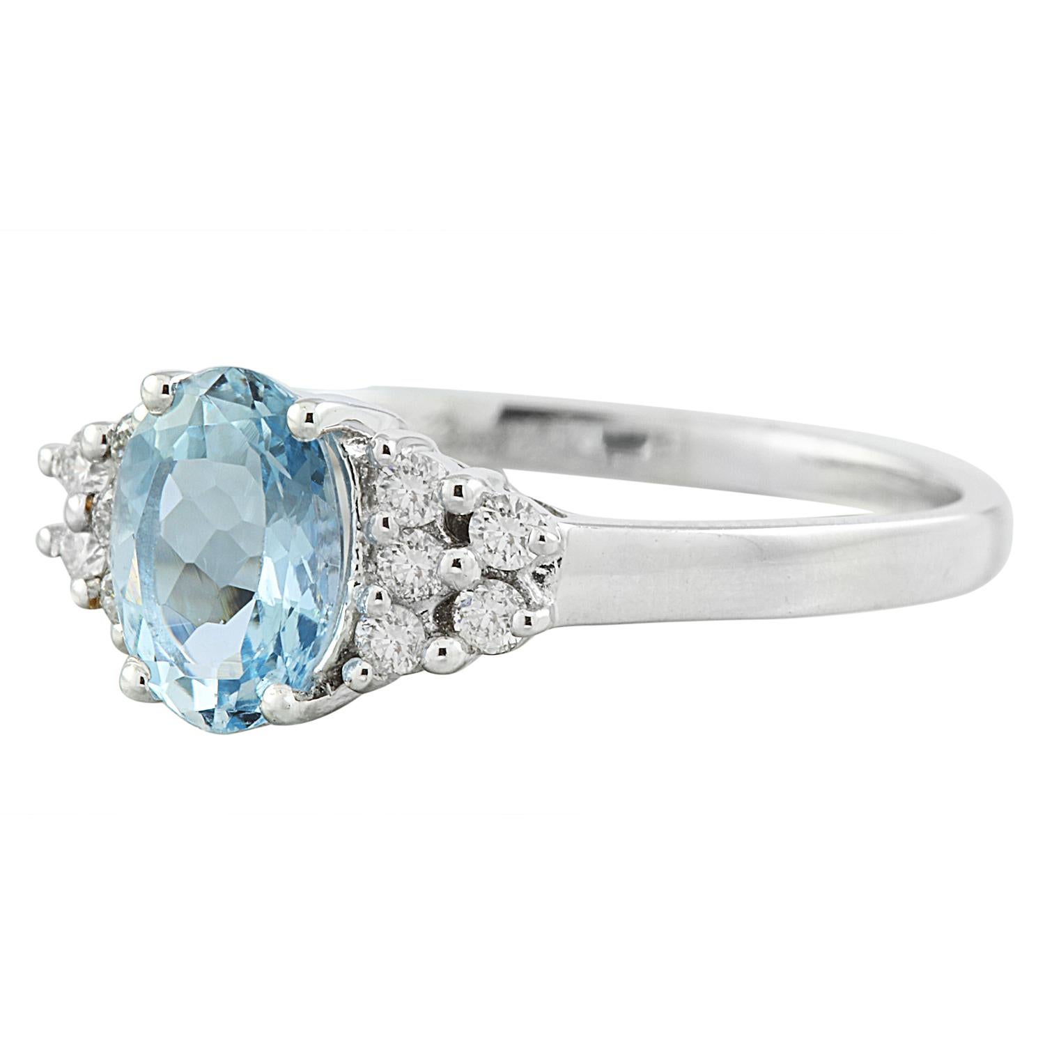Introducing a stunning 1.85 Carat Natural Sky Blue Topaz 14K Solid White Gold Diamond Ring. 
With a total weight of 2.8 grams, this ring boasts 1.59 carat Natural Sky Blue Topaz, measuring 8.00x6.00 millimeters, radiating a mesmerizing hue. With
