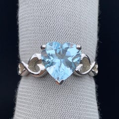 Exquisite Natural Sky Blue Topaz Ring 925 Sterling Silver Heart Shape Size 7.5