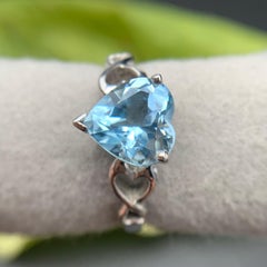 Exquisite Natural Sky Blue Topaz Ring 925 Sterling Silver Heart Shape Size 8