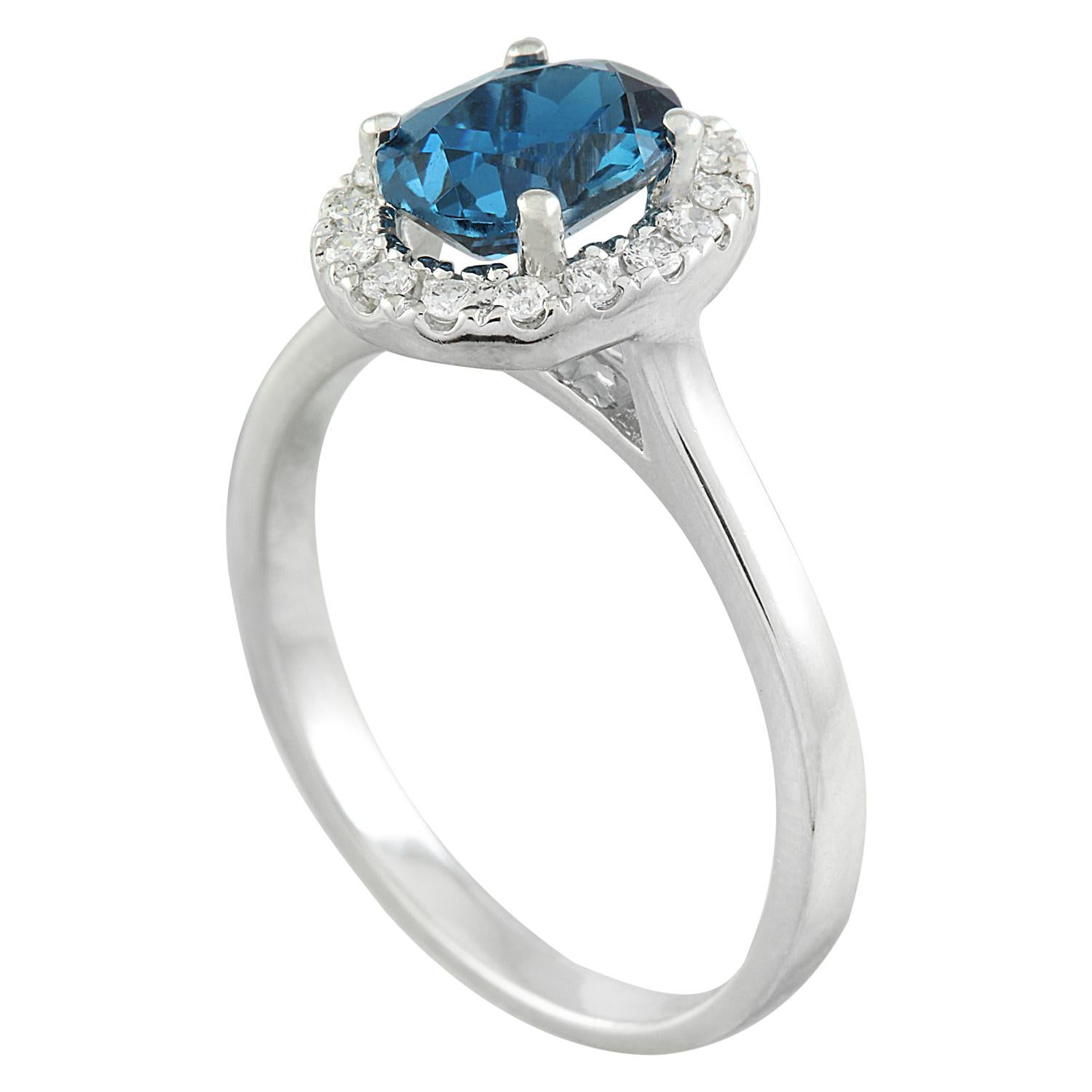 Modern Exquisite Natural Topaz Diamond Ring in 14K Solid White Gold For Sale