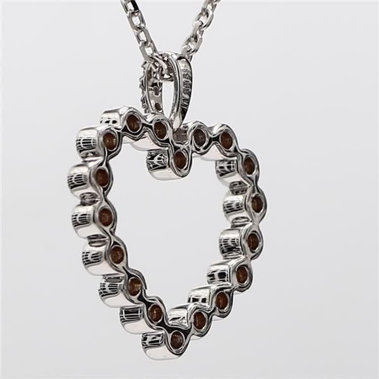 Round Cut Natural White Round Diamond .28 Carat TW White Gold Heart-Shaped Pendant For Sale