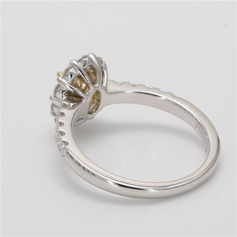 Oval Cut GIA Certified Natural Yellow Oval and White Diamond 1.25 Carat TW Platinum Ring