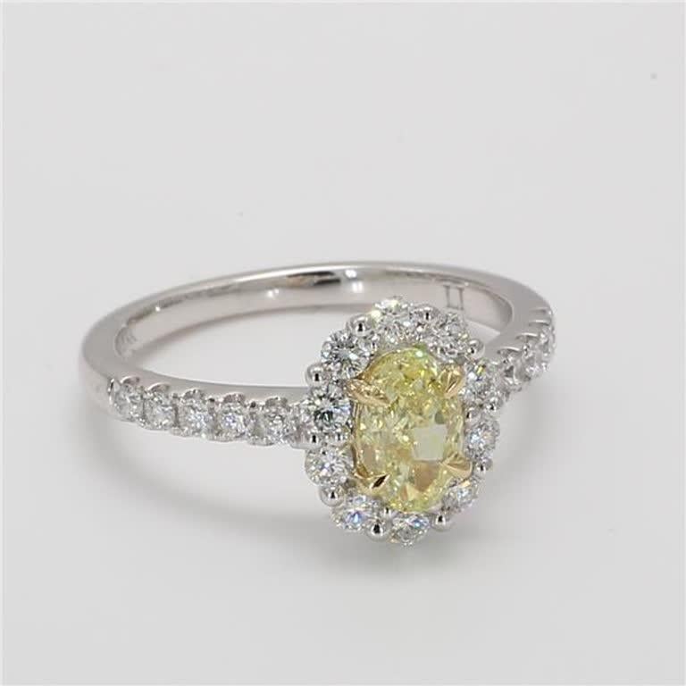 Women's GIA Certified Natural Yellow Oval and White Diamond 1.25 Carat TW Platinum Ring
