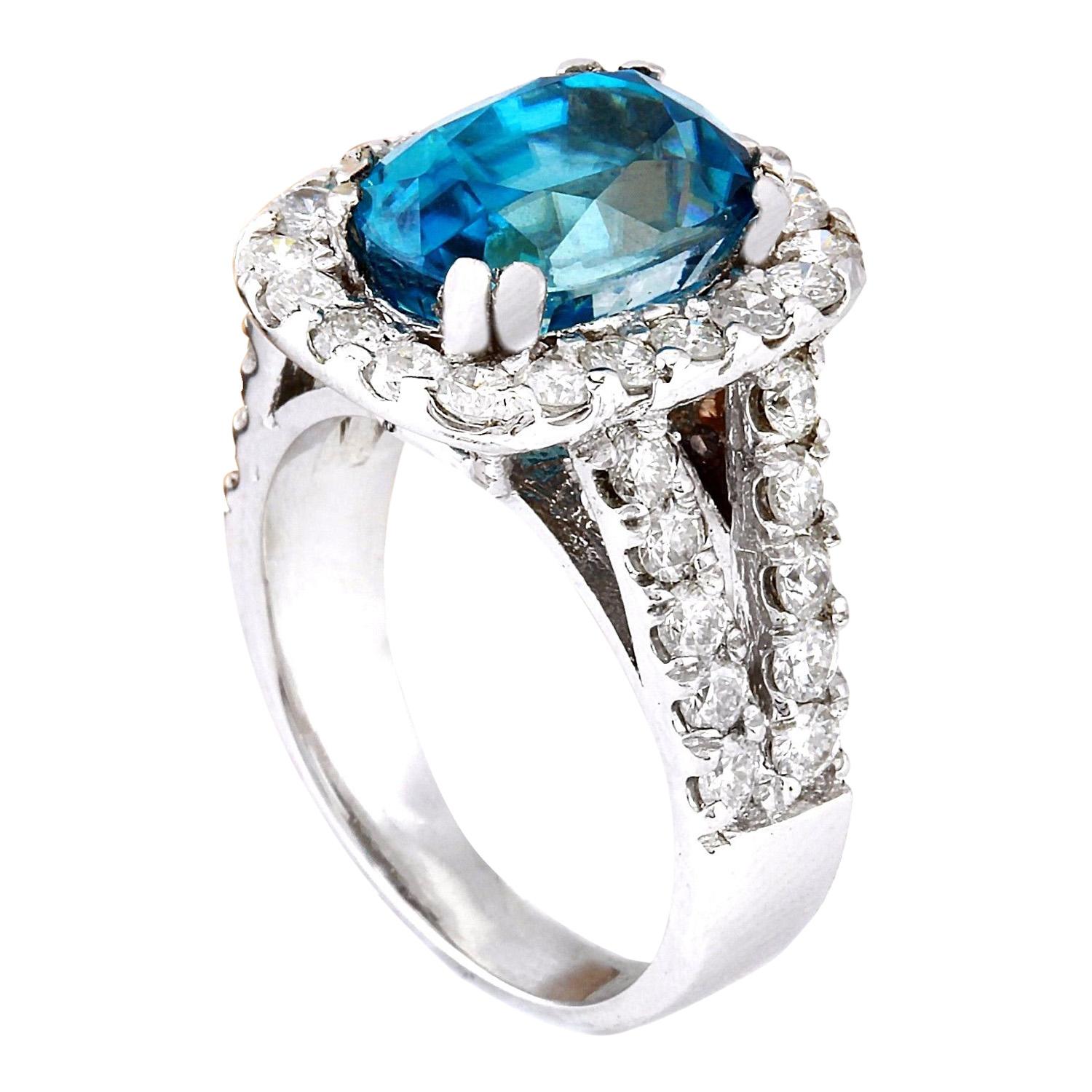 Oval Cut Exquisite Natural Zircon Diamond Ring In 14 Karat Solid White Gold For Sale