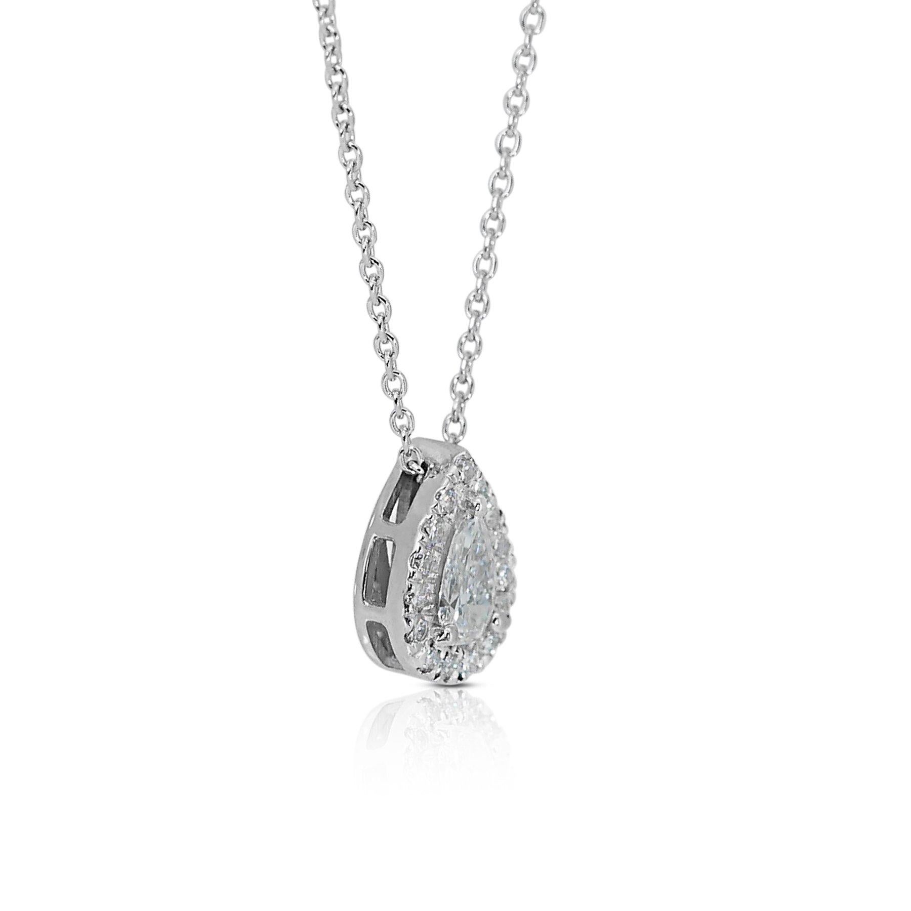 Exquisite Necklace with a radiant 0.3ct Pear Shaped Natural Diamond In New Condition In רמת גן, IL