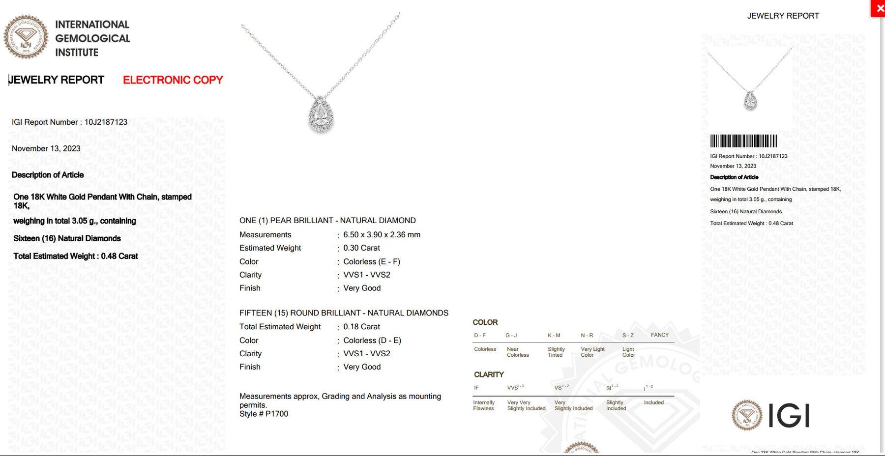 Exquisite Necklace with a radiant 0.3ct Pear Shaped Natural Diamond 3