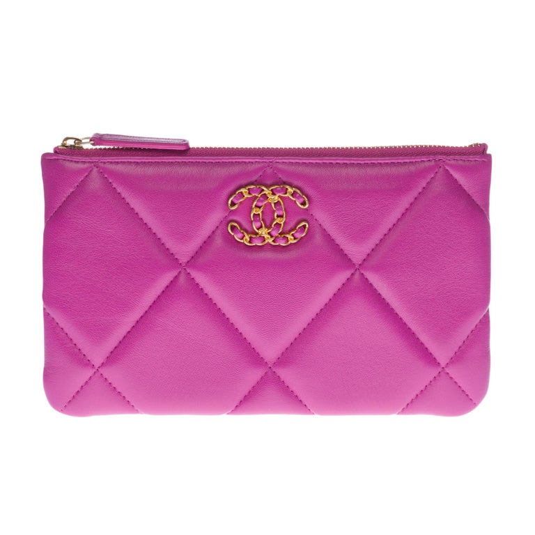 21B Light Purple Lambskin Quilted Trendy CC Wallet on Chain WOC