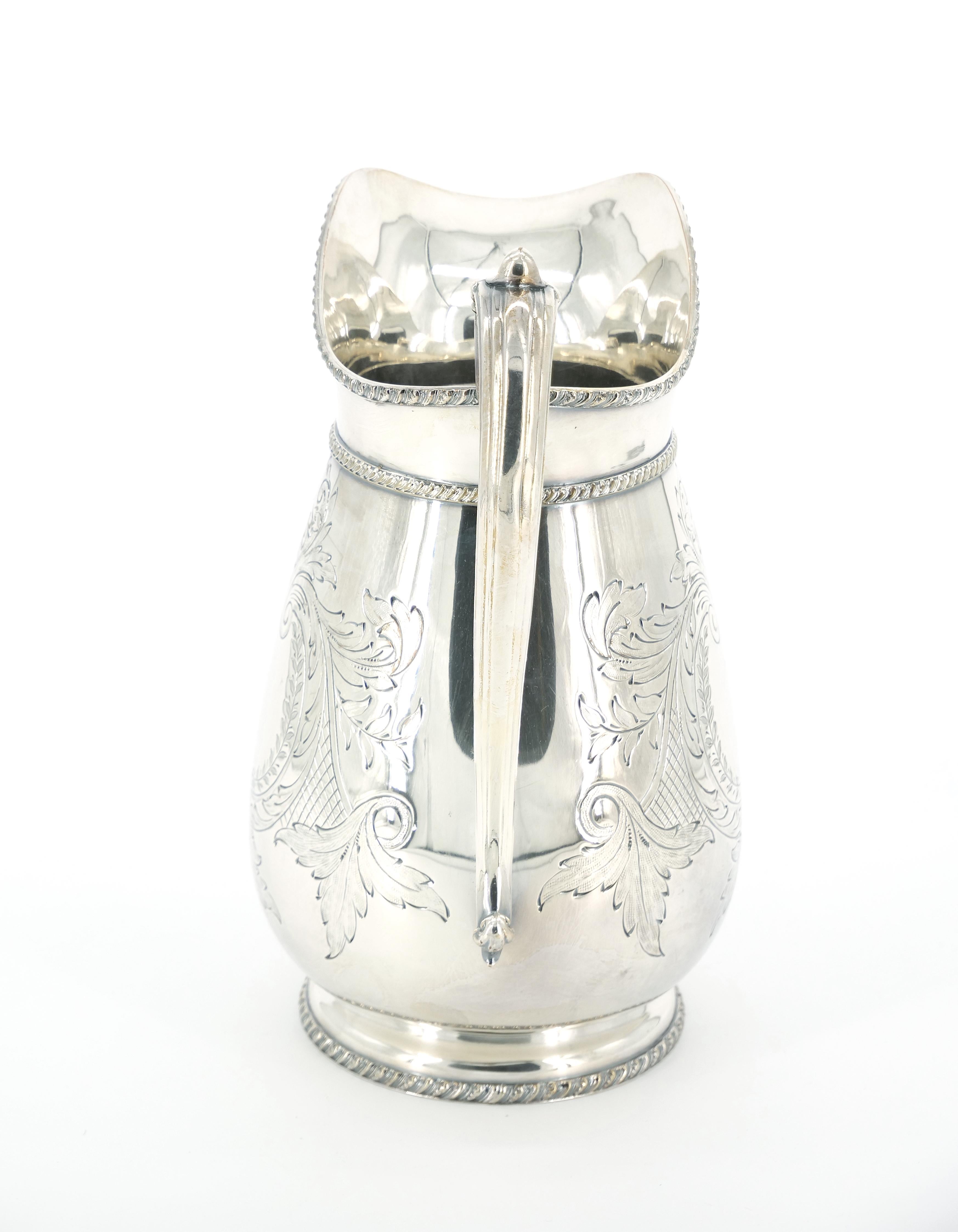 Engraved Exquisite Old English Sheffield Silver-plated Tableware Serving Pitcher For Sale