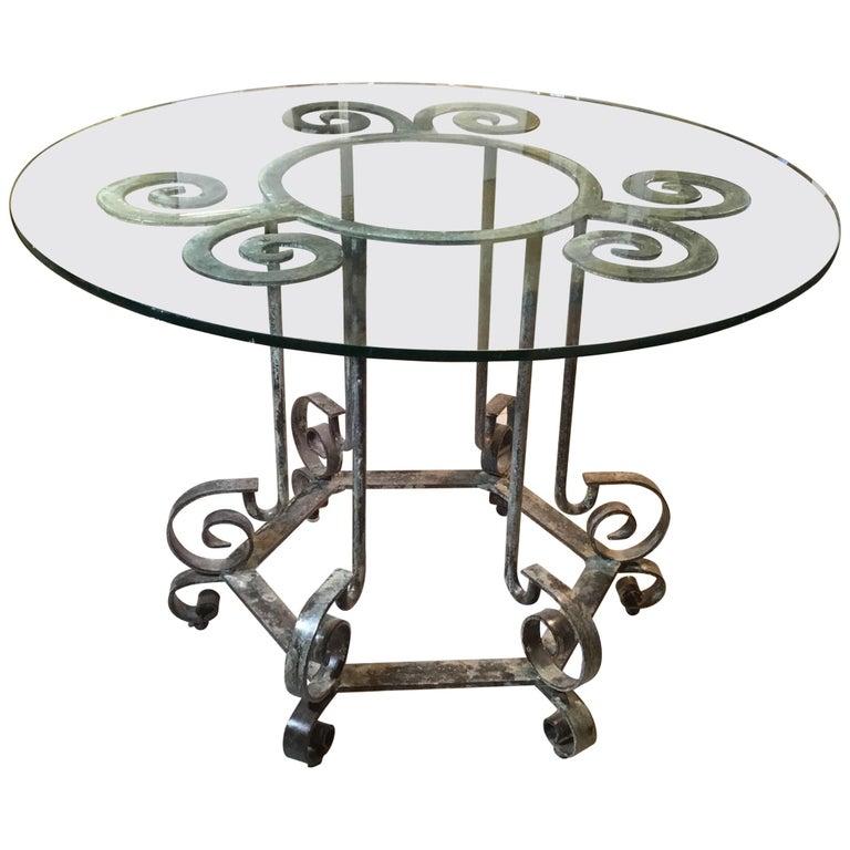 Exquise table centrale en fer forgé à la main, unique en son genre, à plateau en spirale en vente 3