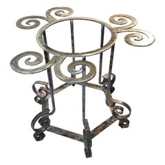 Exquisite One Of A Kind Hand-Forged Iron Spiral Top Center Table