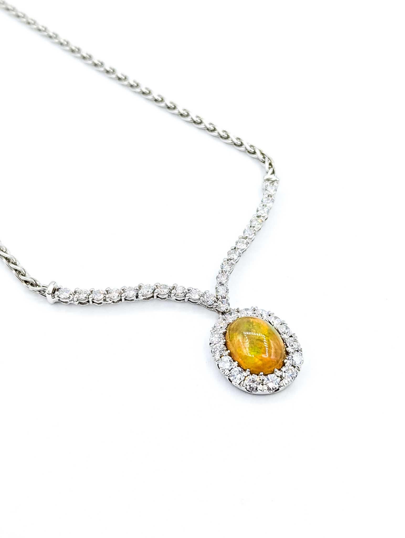 Squisita collana con opale e diamanti in oro bianco 18 carati in vendita 5