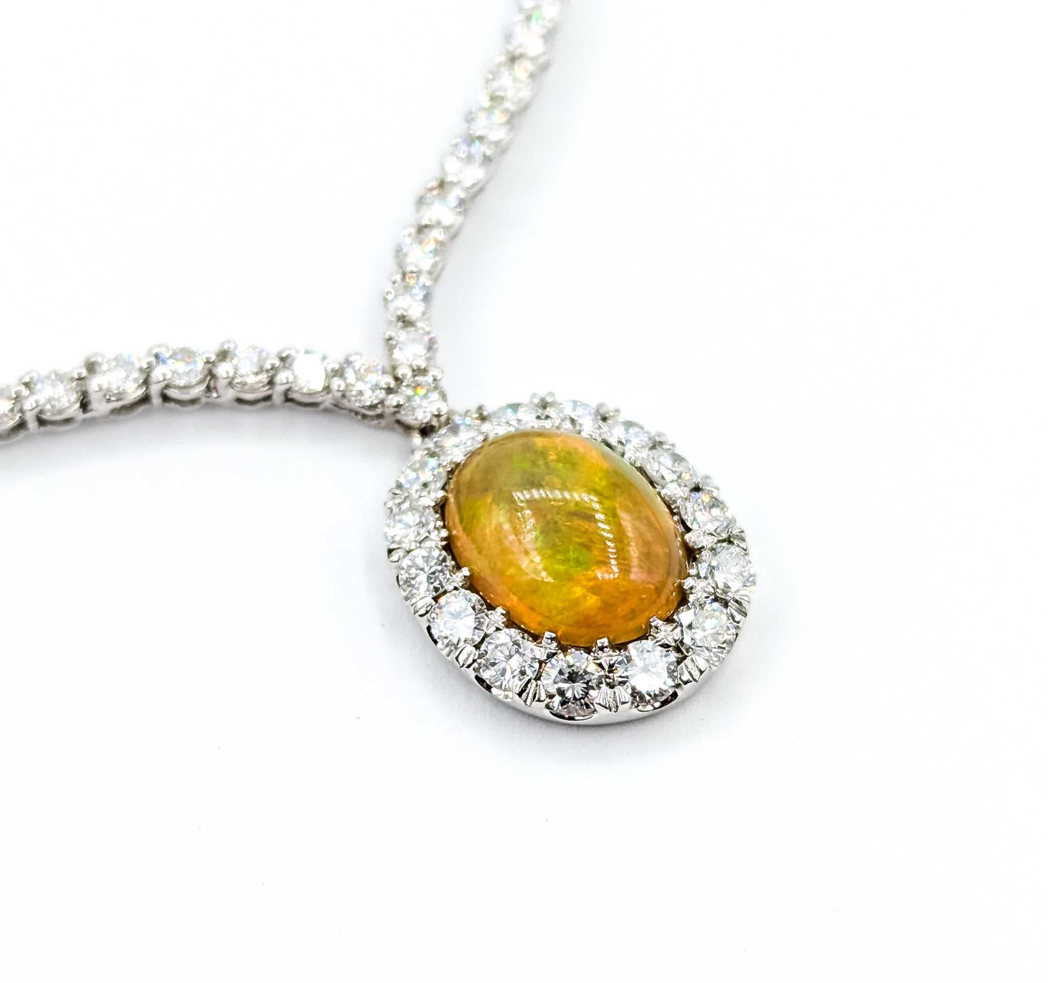 Squisita collana con opale e diamanti in oro bianco 18 carati in vendita 7