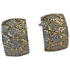 Exquisitos pendientes calados de oro blanco amarillo de 18 K Huggies Diamantes