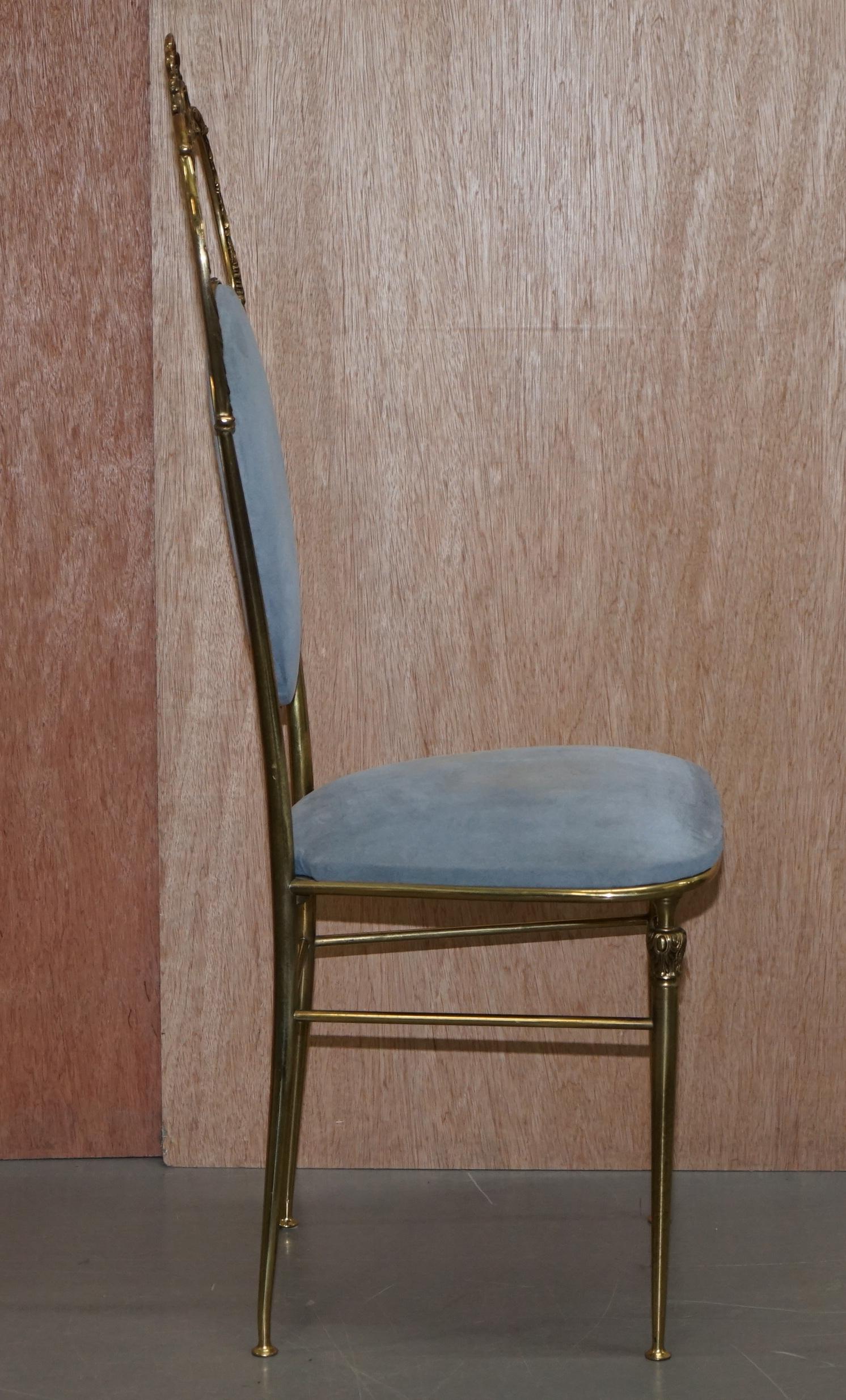 Exquisite Original 1930s Chiavari Hollywood Regency Brass Occasional Side Chair 5