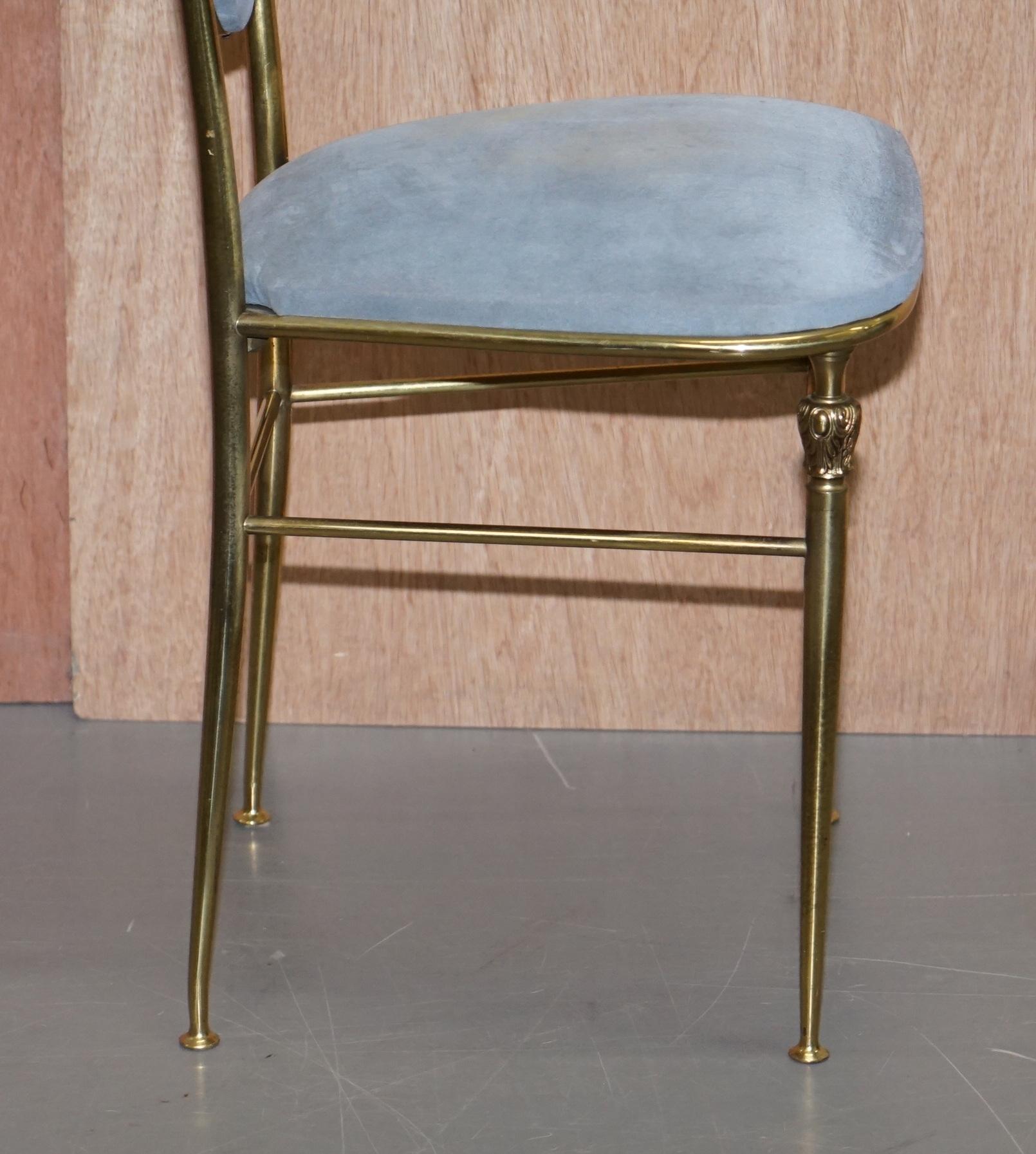 Exquisite Original 1930s Chiavari Hollywood Regency Brass Occasional Side Chair 6