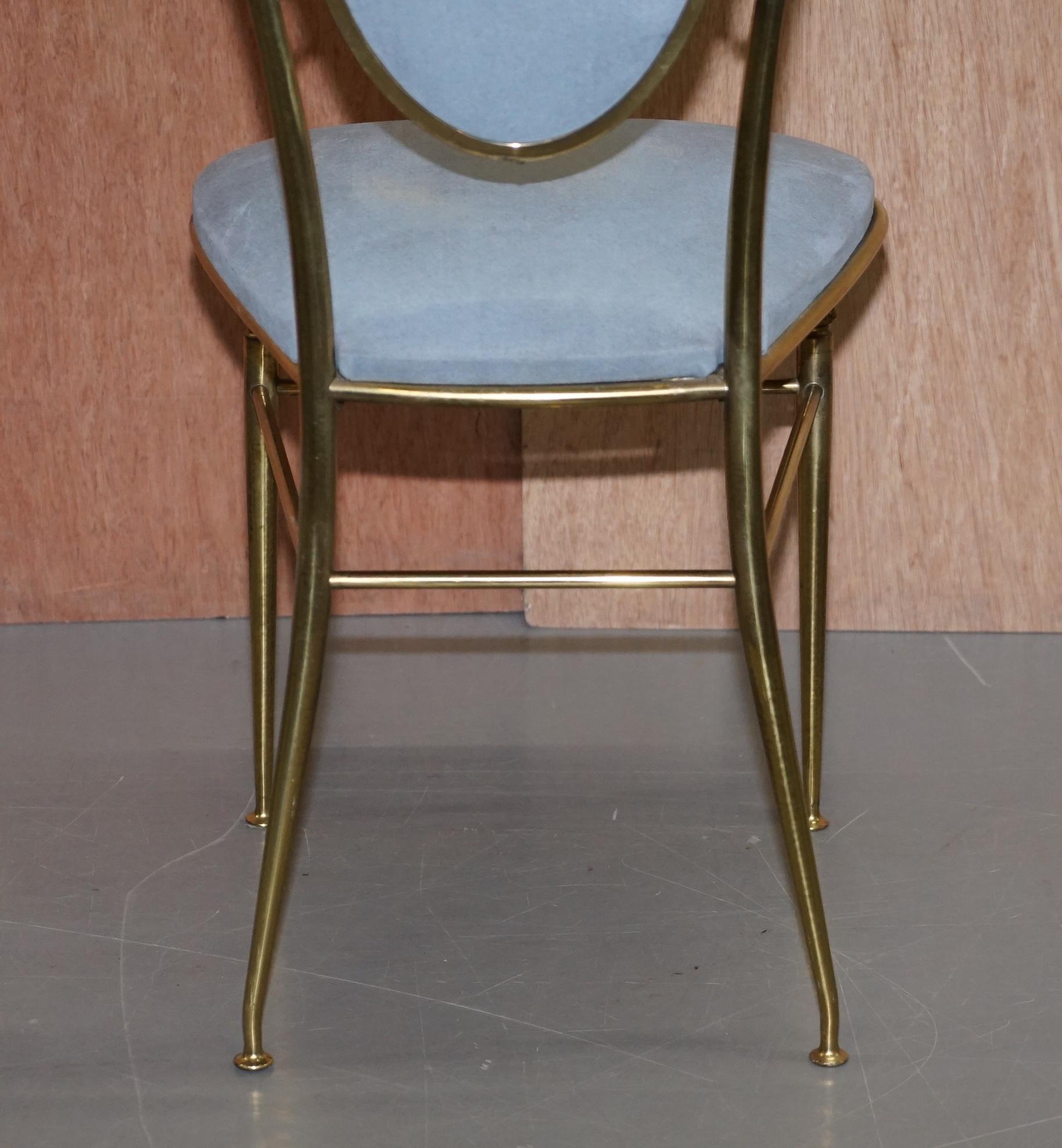 Exquisite Original 1930s Chiavari Hollywood Regency Brass Occasional Side Chair 9