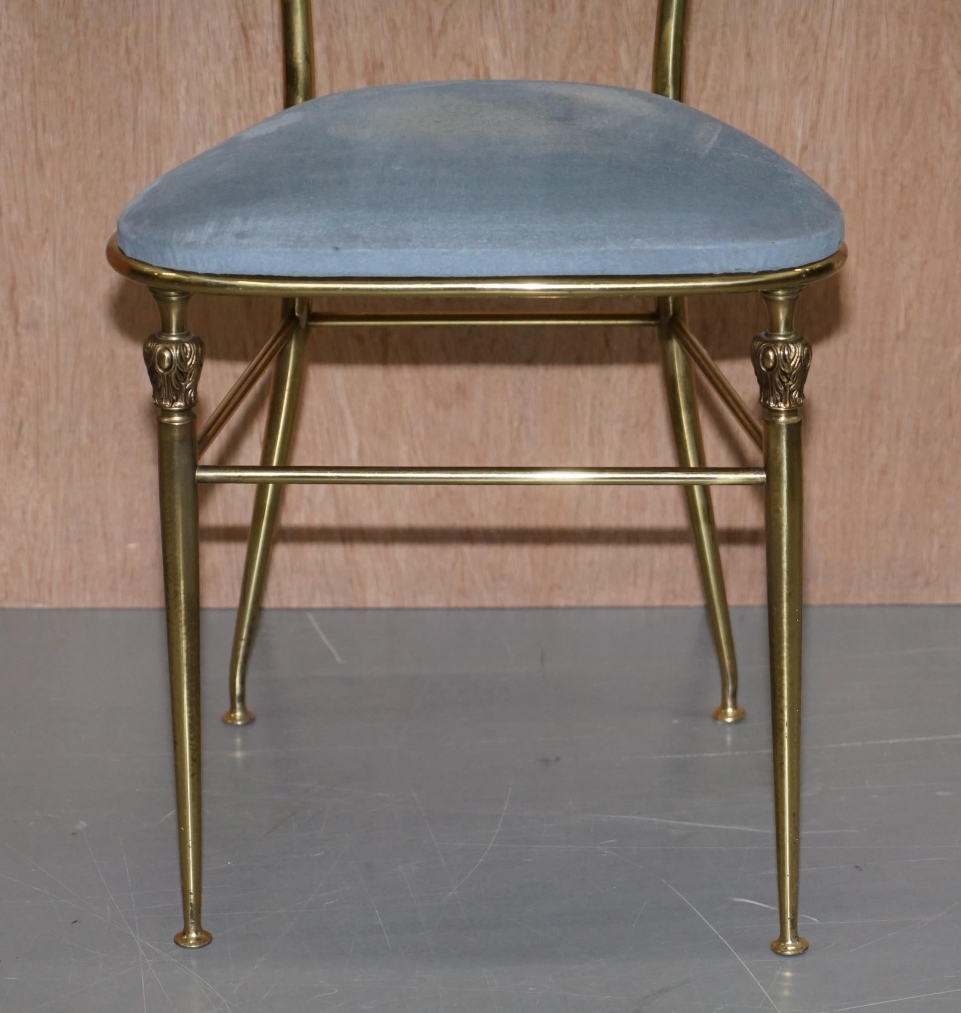 Exquisite Original 1930s Chiavari Hollywood Regency Brass Occasional Side Chair 3