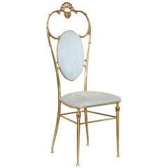 Exquisite Original 1930s Chiavari Hollywood Regency Brass Occasional Side Chair