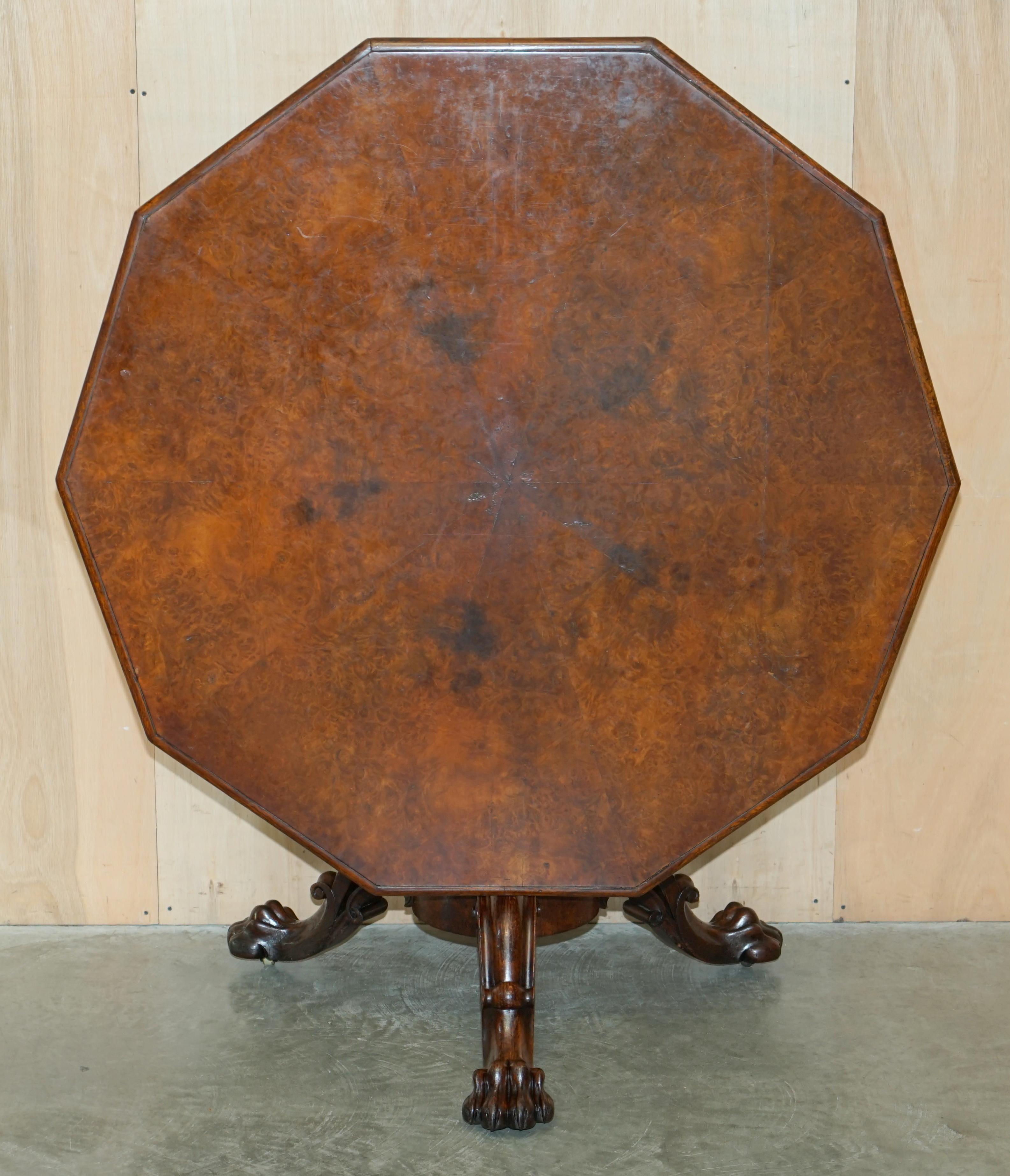 EXQUISITE ORIGINAL ANTiQUE LAMB OF MANCHESTER BURR WALNUT DINING CENTRE TABLE For Sale 9